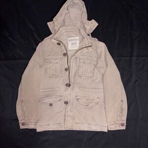 Aeropostale Jacket Mens XS Khaki Packable Hood Cargo Pockets